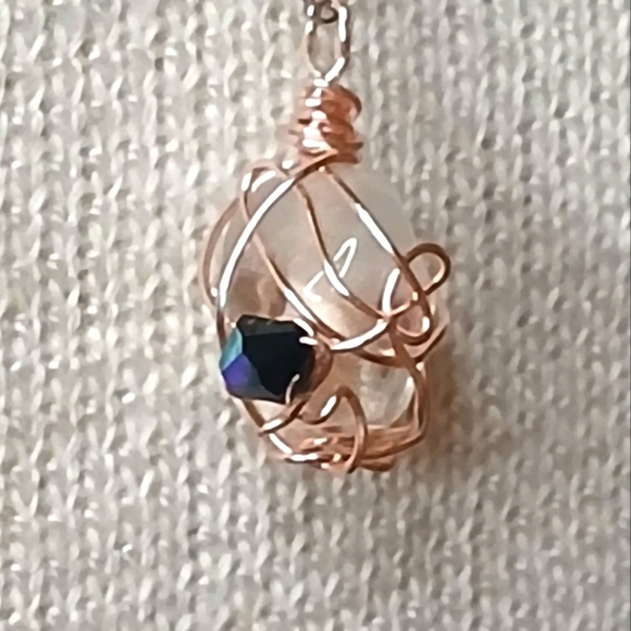 Handcrafted wire glass bead faceted with crystal irradecent purple pendant only - Picture 1 of 6